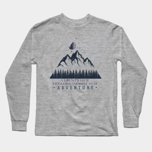 THE NIGHT TIME SKY WITH MOUNTAINS, MOON AND STARS Long Sleeve T-Shirt